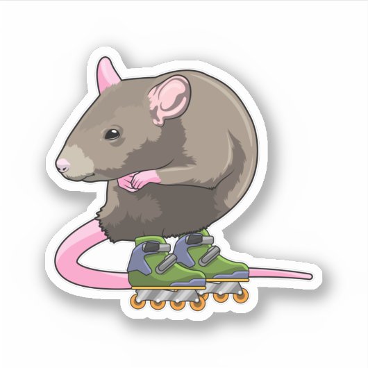 Maus als Inline-Skater mit Inline-Skaten Aufkleber (Vorderseite)