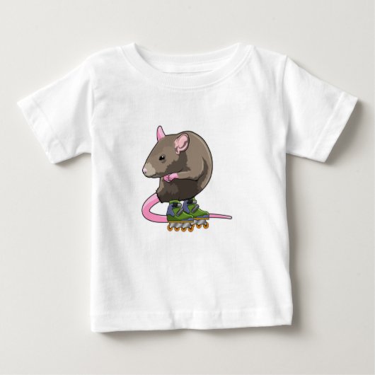 Maus als Inline-Skater mit Inline-Skaten Baby T-shirt (Vorderseite)