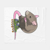 Maus als Inline-Skater mit Inline-Skaten Fleecedecke (Vorderseite (Horizontal))