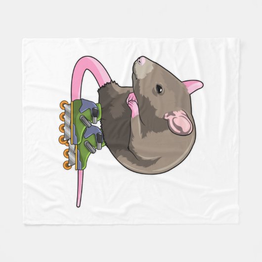 Maus als Inline-Skater mit Inline-Skaten Fleecedecke (Vorderseite (Horizontal))