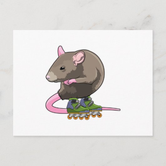 Maus als Inline-Skater mit Inline-Skaten Postkarte (Vorderseite)