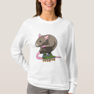 Maus als Inline-Skater mit Inline-Skaten T-Shirt