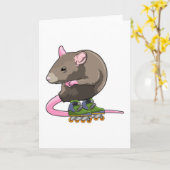 Maus als Inline-Skater mit Inline-Skates Karte (Gelbe Blume)