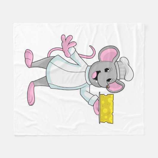 Maus als Koch mit Käse Fleecedecke (Vorderseite (Horizontal))