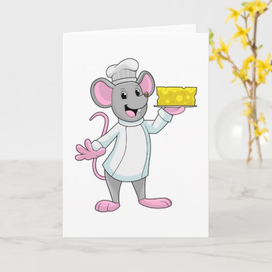 Maus als Koch mit Käse Karte (Gelbe Blume)