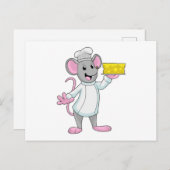 Maus als Koch mit Käse Postkarte (Vorne/Hinten)