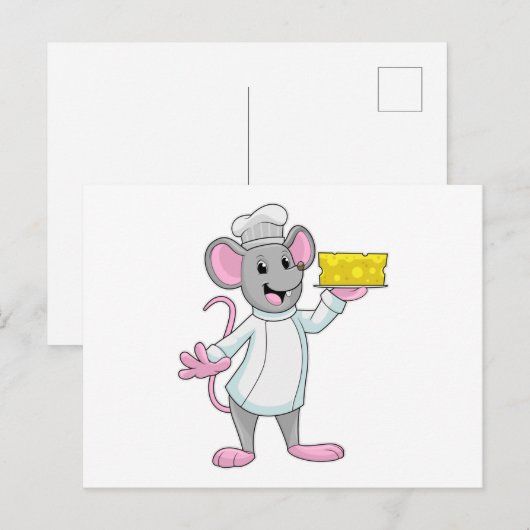 Maus als Koch mit Käse Postkarte (Vorne/Hinten)