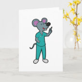 Maus als Krankenschwester bei Impfung mit Spritze Karte (Gelbe Blume)