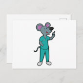 Maus als Krankenschwester bei Impfung mit Spritze Postkarte (Vorne/Hinten)