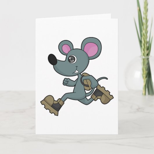 Maus als Läufer mit Rucksack Karte (Vorderseite)