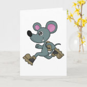Maus als Läufer mit Rucksack Karte (Gelbe Blume)
