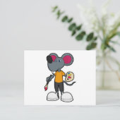 Maus als Maler mit Farbe und Pinsel Postkarte (Stehend Vorderseite)