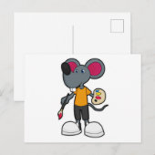 Maus als Maler mit Farbe und Pinsel Postkarte (Vorne/Hinten)