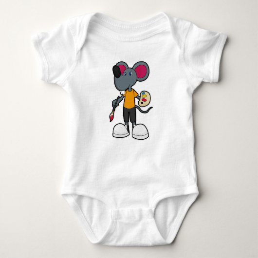 Maus als Maler mit Paint & Brush Baby Strampler (Vorderseite)