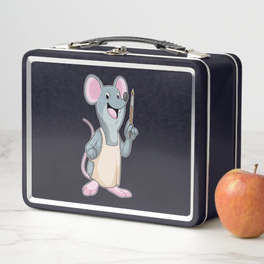 Maus als Maler mit Pinsel Metall Brotdose (Beispiel)