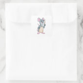 Maus als Maler mit Pinsel Quadratischer Aufkleber (Tasche)