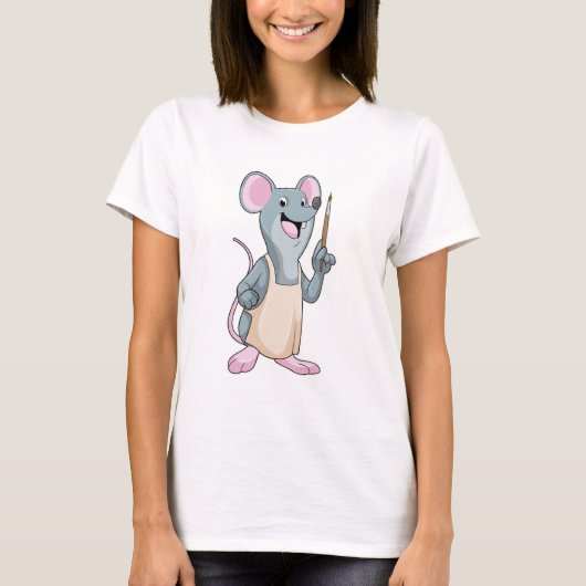 Maus als Maler mit Pinsel T-Shirt (Vorderseite)