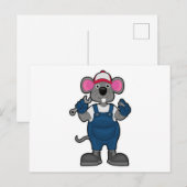 Maus als Mechaniker mit Schraubendreher und Schrau Postkarte (Vorne/Hinten)
