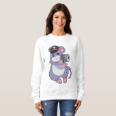 Maus als Polizeibeamter mit Polizeihut Sweatshirt (Vorne ganz)