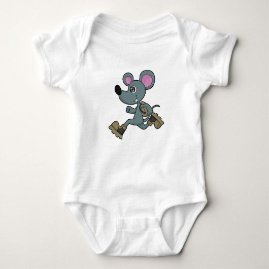 Maus als Runner mit Backpack Baby Strampler (Vorderseite)
