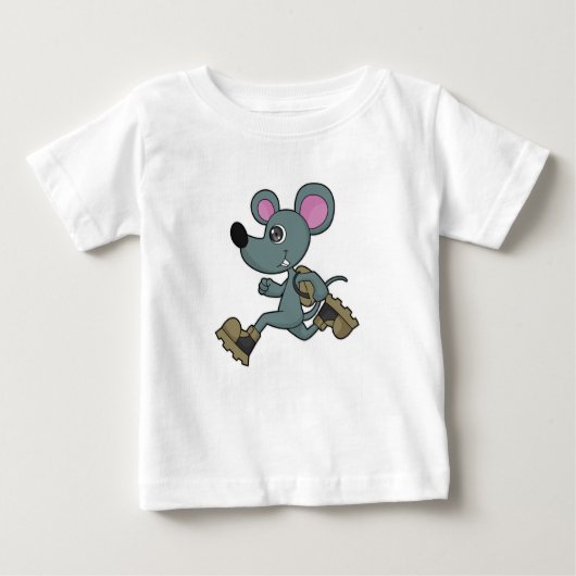 Maus als Runner mit Backpack Baby T-shirt (Vorderseite)