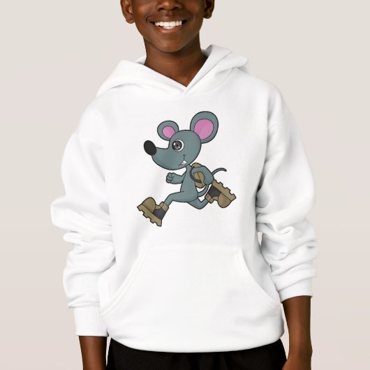 Maus als Runner mit Backpack Hoodie (Vorderseite)