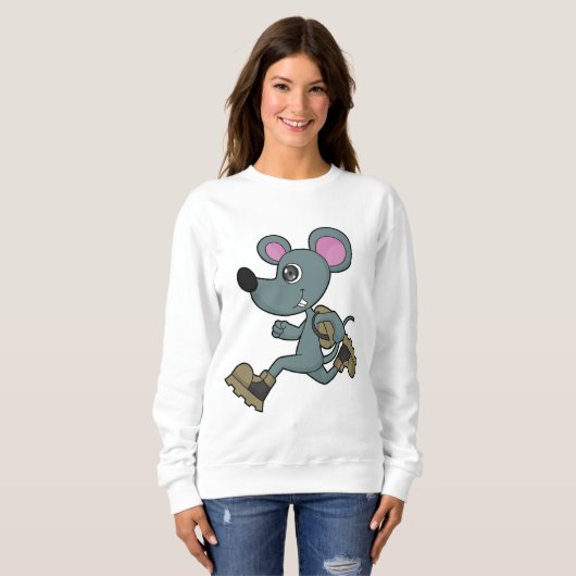 Maus als Runner mit Backpack Sweatshirt (Vorne ganz)