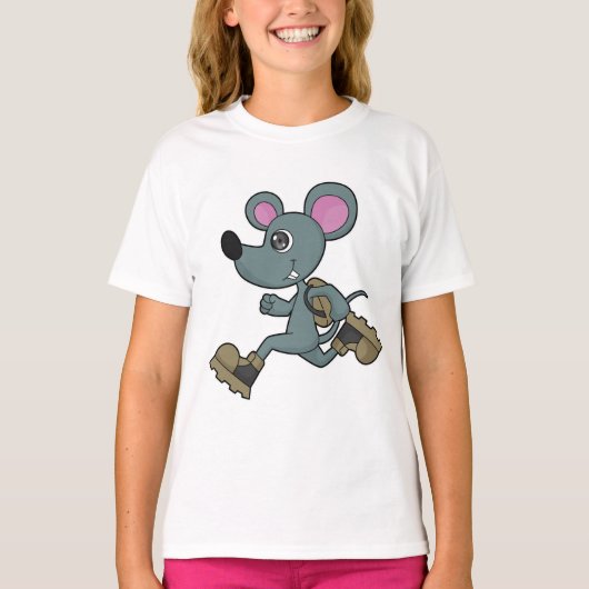 Maus als Runner mit Backpack T-Shirt (Vorderseite)