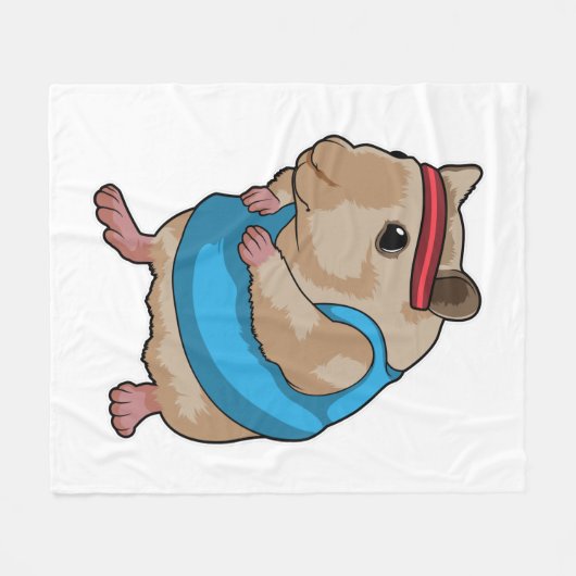 Maus als Runner mit Headband Fleecedecke (Vorderseite (Horizontal))