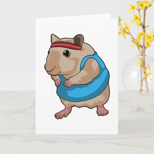 Maus als Runner mit Headband Karte (Gelbe Blume)