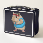 Maus als Runner mit Headband Metall Brotdose (Vorderseite)