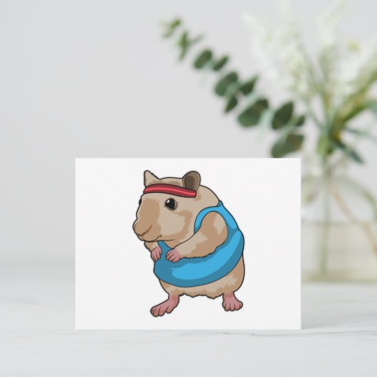 Maus als Runner mit Headband Postkarte (Stehend Vorderseite)