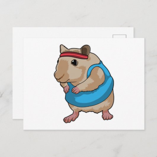 Maus als Runner mit Headband Postkarte (Vorne/Hinten)