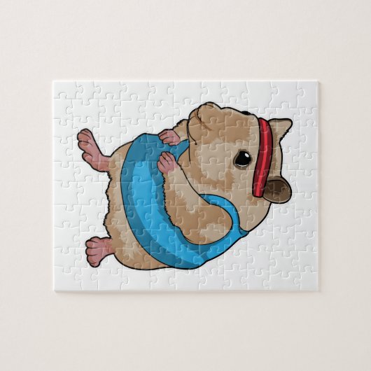 Maus als Runner mit Headband Puzzle (Horizontal)