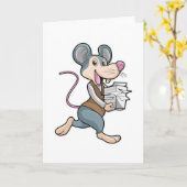 Maus als Sekretär mit Papier Karte (Gelbe Blume)