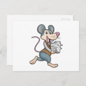 Maus als Sekretär mit Papier Postkarte (Vorne/Hinten)