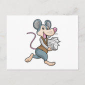 Maus als Sekretär mit Papier Postkarte (Vorderseite)