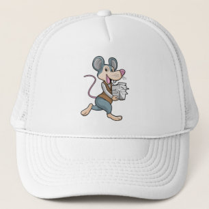 Maus als Sekretär mit Papier Truckerkappe