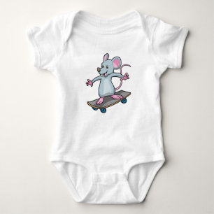 Maus als Skater mit Skateboard Baby Strampler