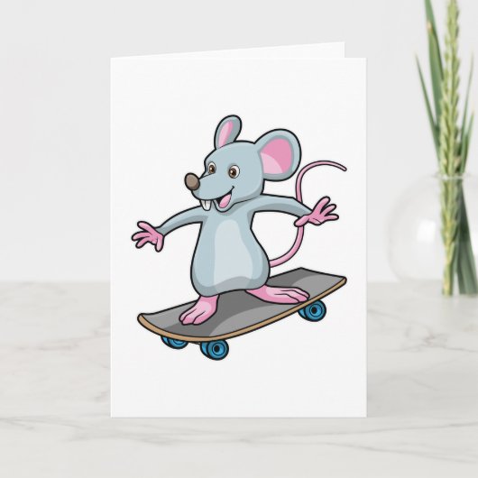 Maus als Skater mit Skateboard Karte (Vorderseite)