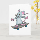 Maus als Skater mit Skateboard Karte (Gelbe Blume)