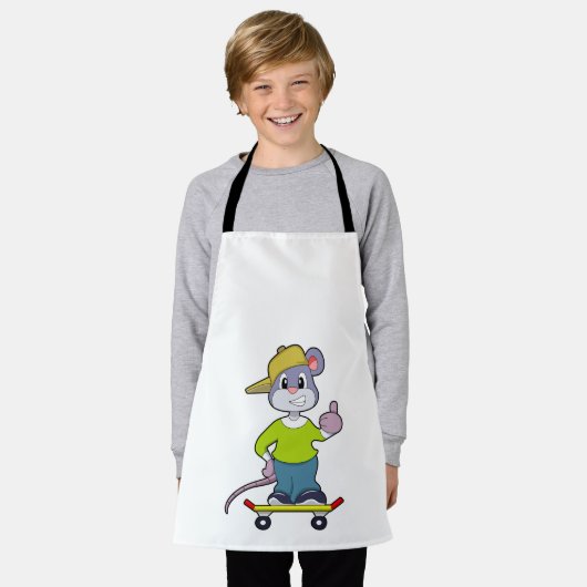 Maus als Skater mit Skateboard Schürze (Getragen)