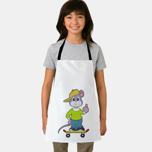 Maus als Skater mit Skateboard Schürze (Insitu)