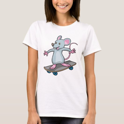 Maus als Skater mit Skateboard T-Shirt (Vorderseite)