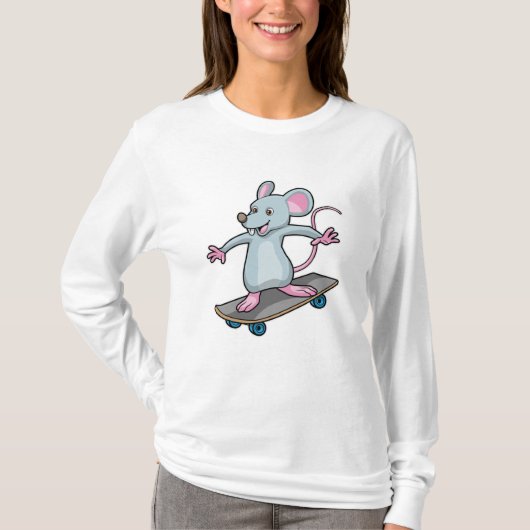Maus als Skater mit Skateboard T-Shirt (Vorderseite)