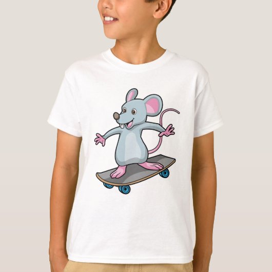 Maus als Skater mit Skateboard T-Shirt (Vorderseite)