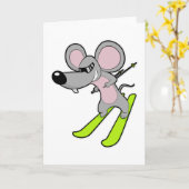 Maus als Skifahrer mit Ski Karte (Gelbe Blume)