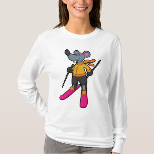 Maus als Skifahrer mit Ski T-Shirt