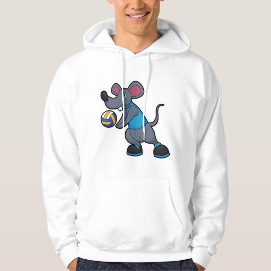 Maus als Volleyballspieler mit Volleyball Hoodie (Vorderseite)
