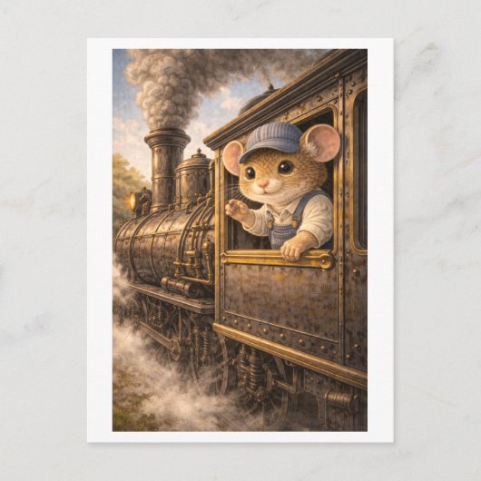 Maus als Zugführer in ihrer Karriere Postkarte (Vorderseite)